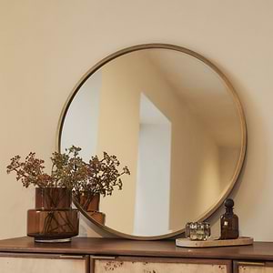 Higgins - Gold Metal Modern Round Wall Mirror 80cm x 80cm