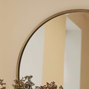 Higgins - Gold Metal Modern Round Wall Mirror 80cm x 80cm