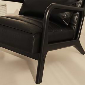 Hudson - Leather Accent Chair Black & Black Wood