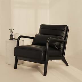 Hudson - Leather Accent Chair Black & Black Wood