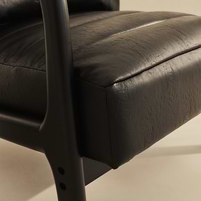 Hudson - Leather Accent Chair Black & Black Wood