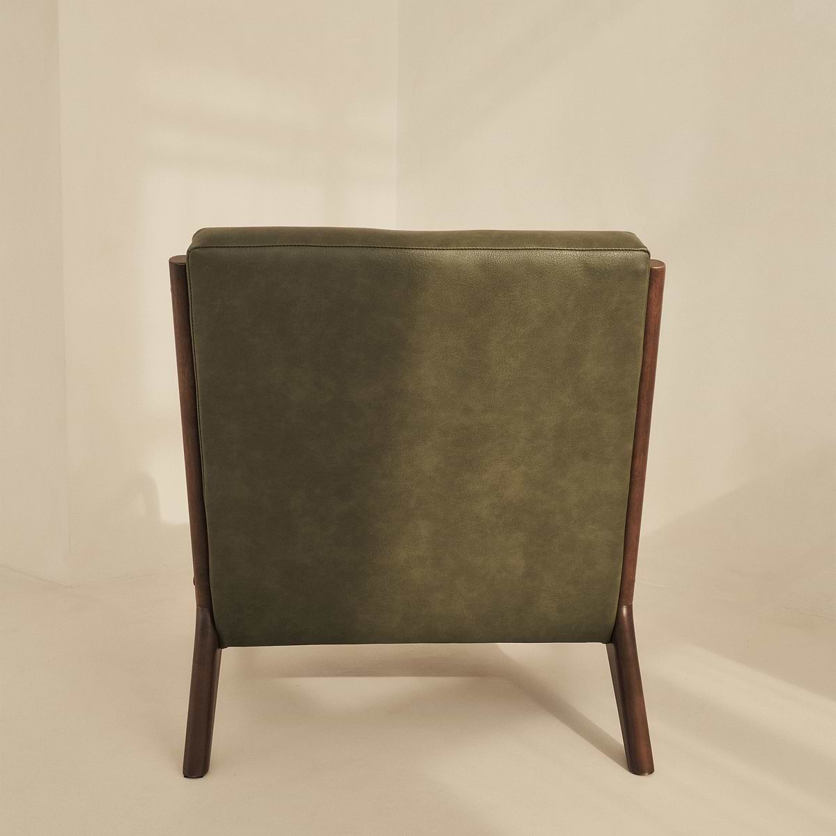 Hudson - Leather Accent Chair Olive & Dark Wood
