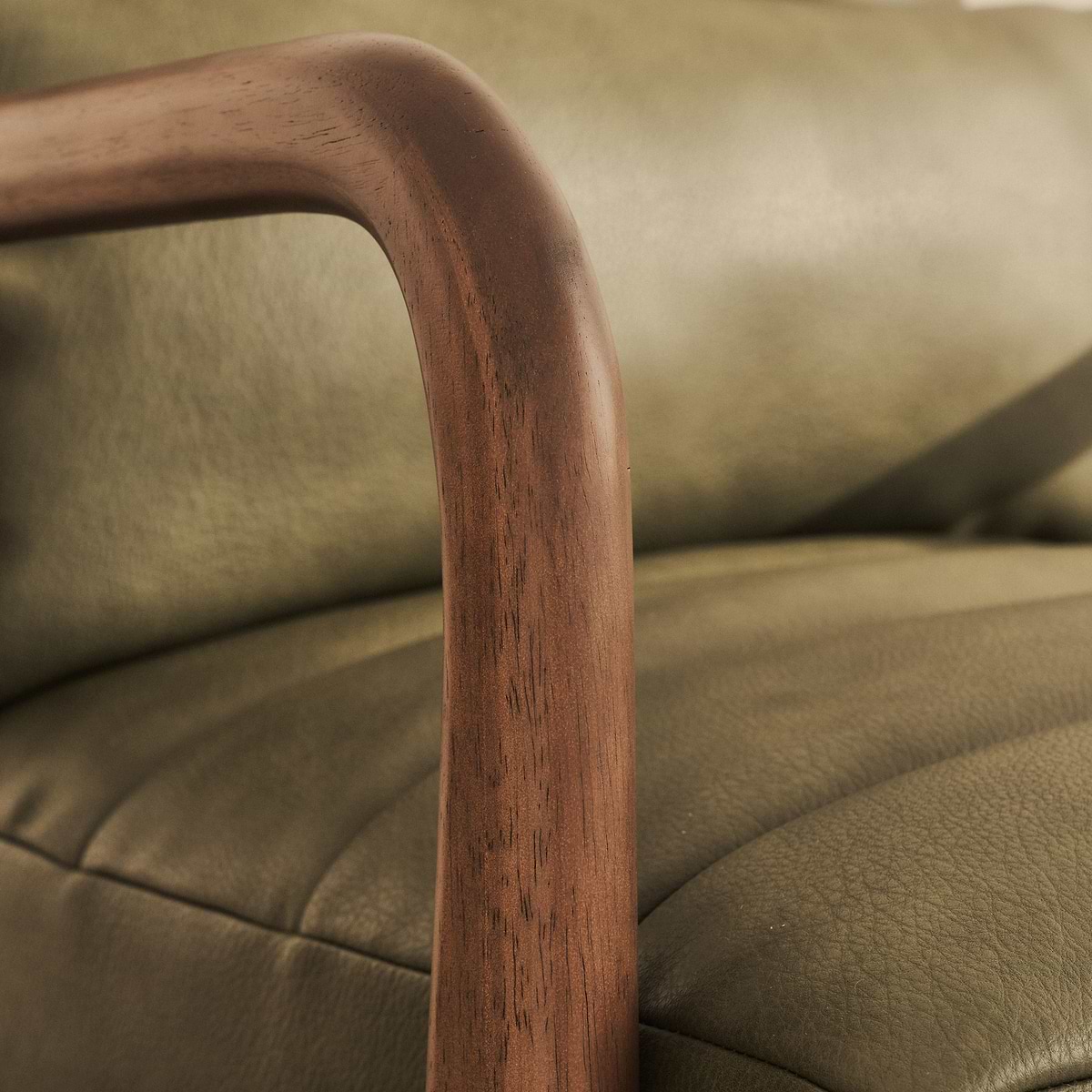 Hudson - Leather Accent Chair Olive & Dark Wood