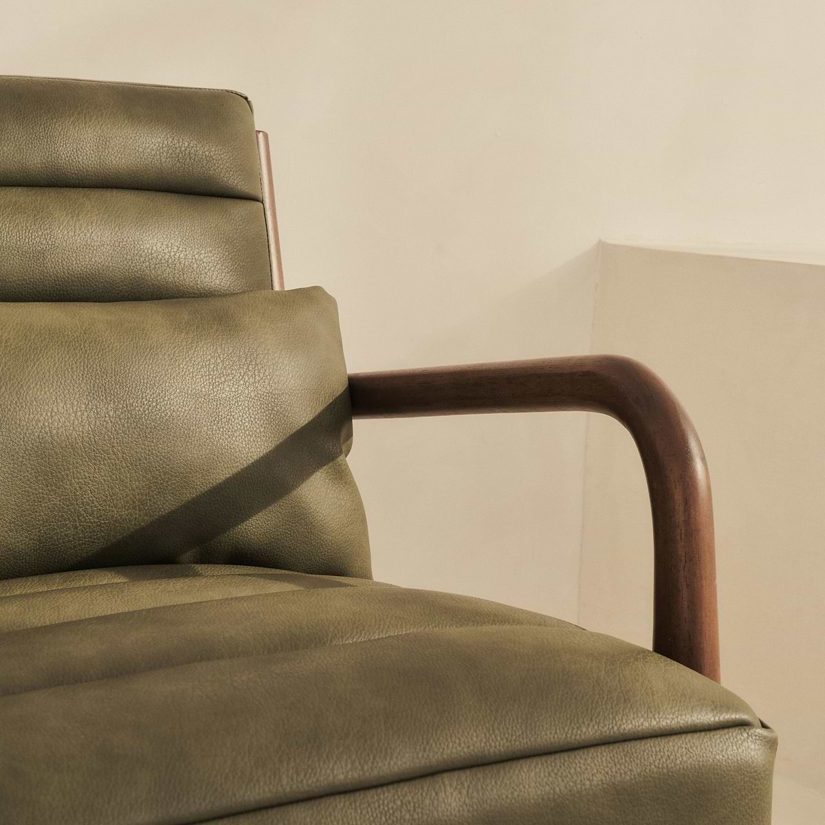 Hudson - Leather Accent Chair Olive & Dark Wood