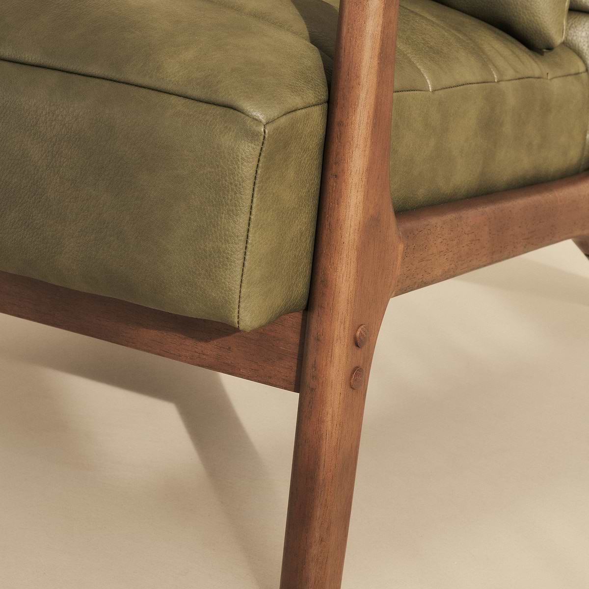 Hudson - Leather Accent Chair Olive & Dark Wood