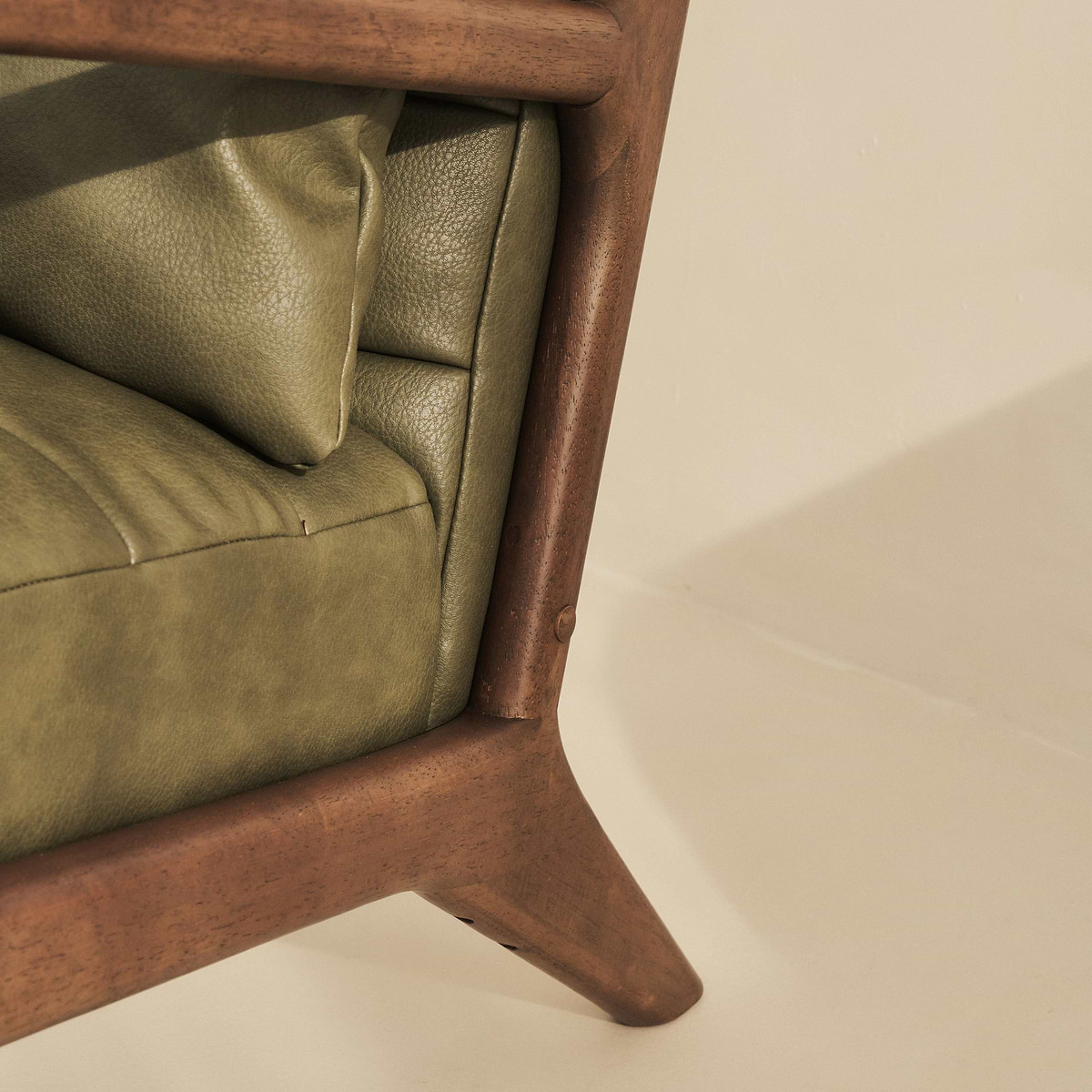 Hudson - Leather Accent Chair Olive & Dark Wood