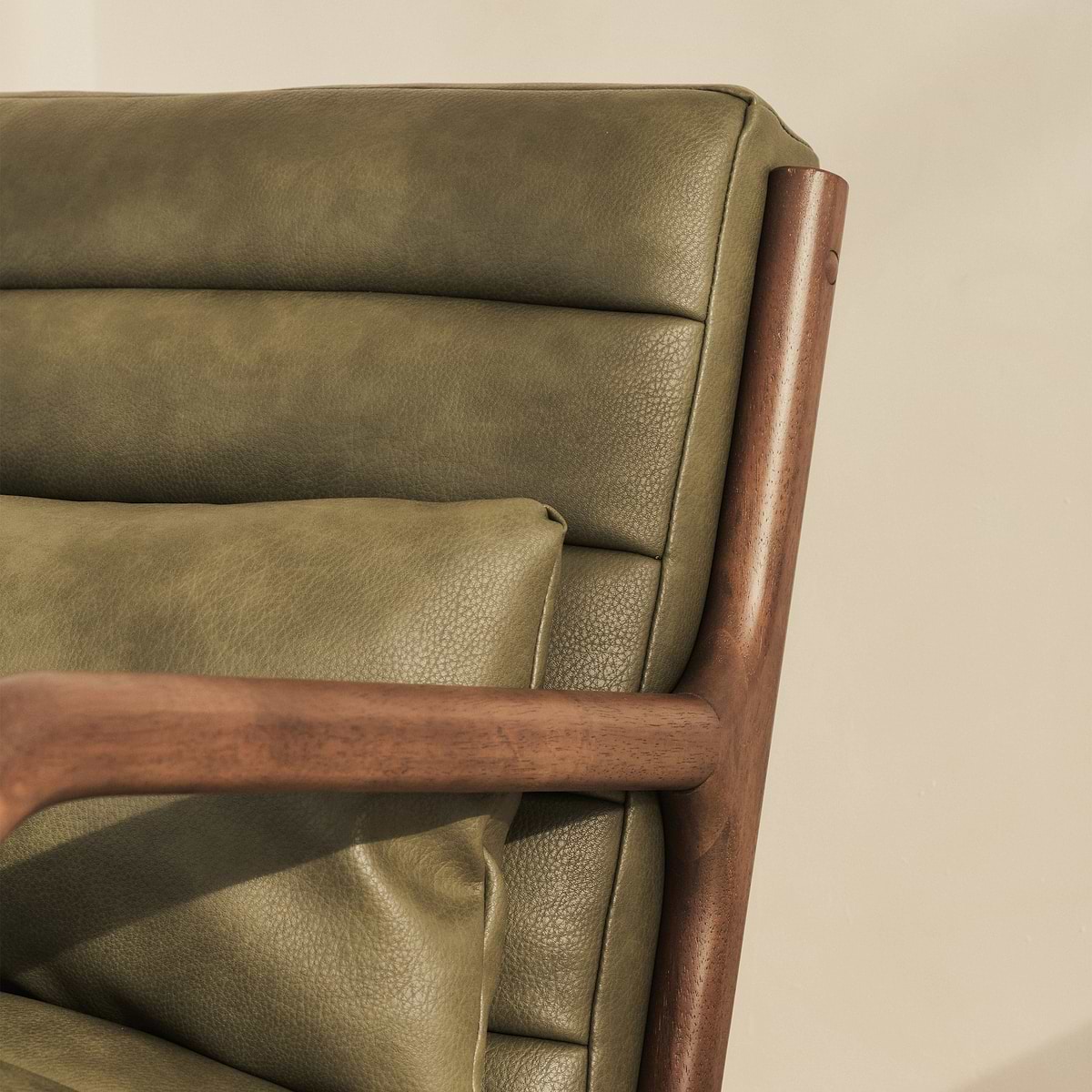 Hudson - Leather Accent Chair Olive & Dark Wood