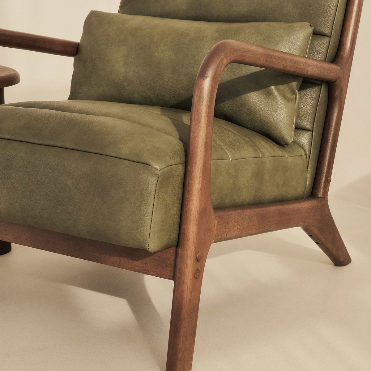 Hudson - Leather Accent Chair Olive & Dark Wood