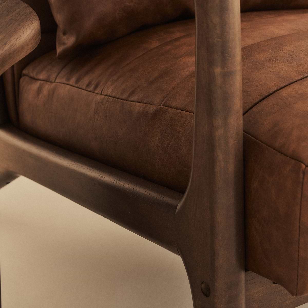 Hudson - Leather Accent Chair Windsor Tan Brown & Dark Wood