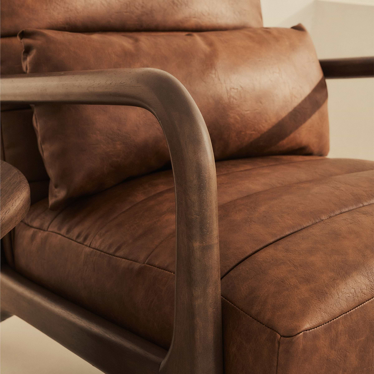 Hudson - Leather Accent Chair Windsor Tan Brown & Dark Wood