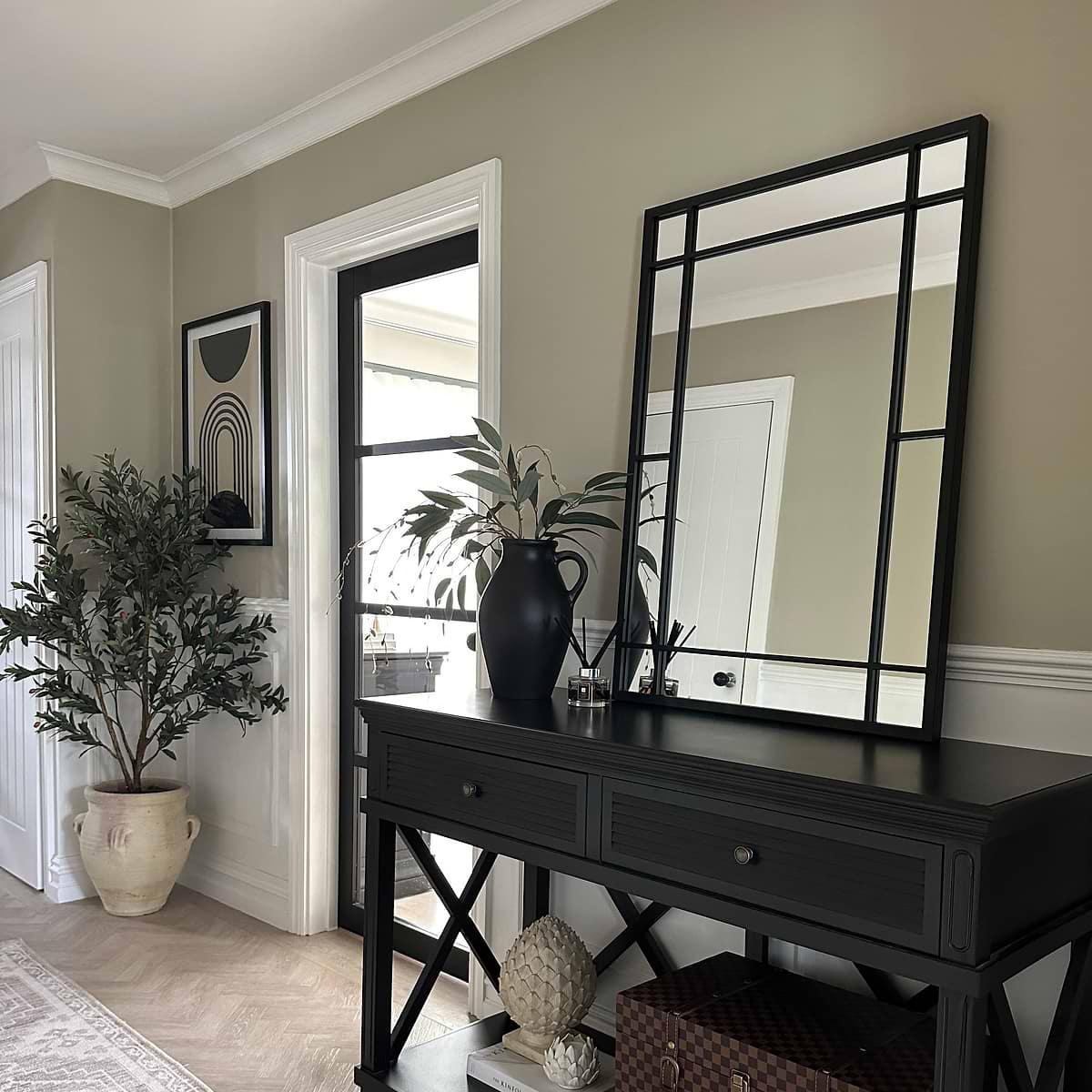 Bexley - Black Rectangular Metal Wall Mirror 100cm x 70cm