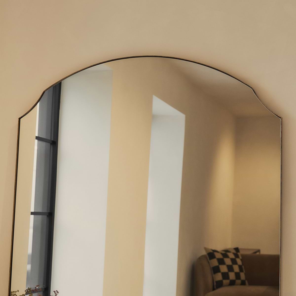 Isla - Extra Large Gold Full Length Arched Metal Mirror 190cm x 120cm