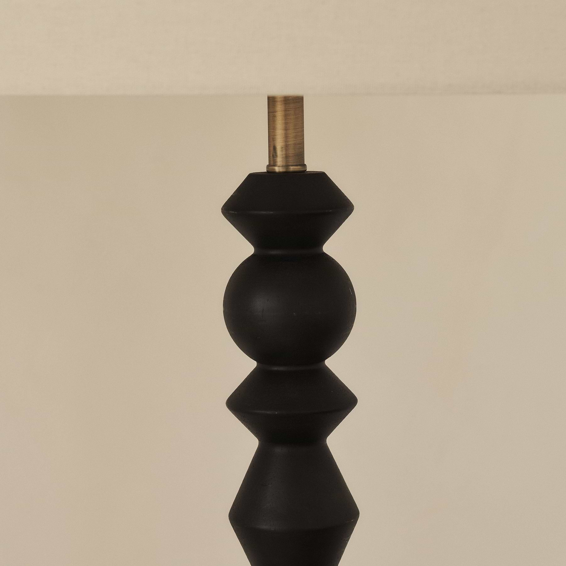 Ivy - Black Wood Drum Shade Floor Lamp