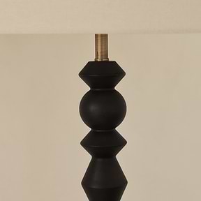 Ivy - Black Wood Drum Shade Floor Lamp