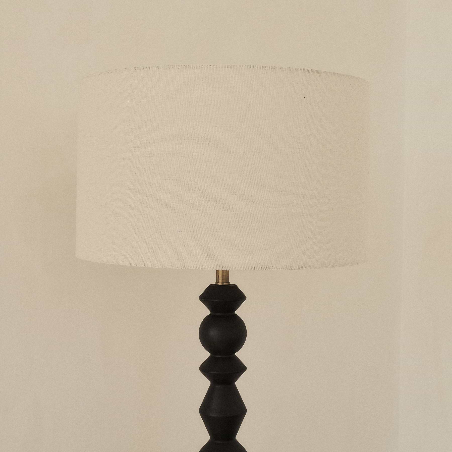 Ivy - Black Wood Drum Shade Floor Lamp