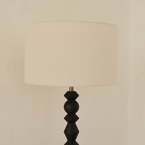 Ivy - Black Wood Drum Shade Floor Lamp