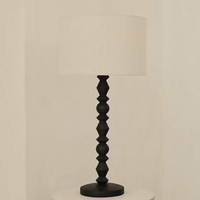 Ivy - Black Wood Drum Shade Table Lamp