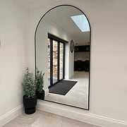 Black Full Length Arched Metal Mirror as kitchen wall mirror