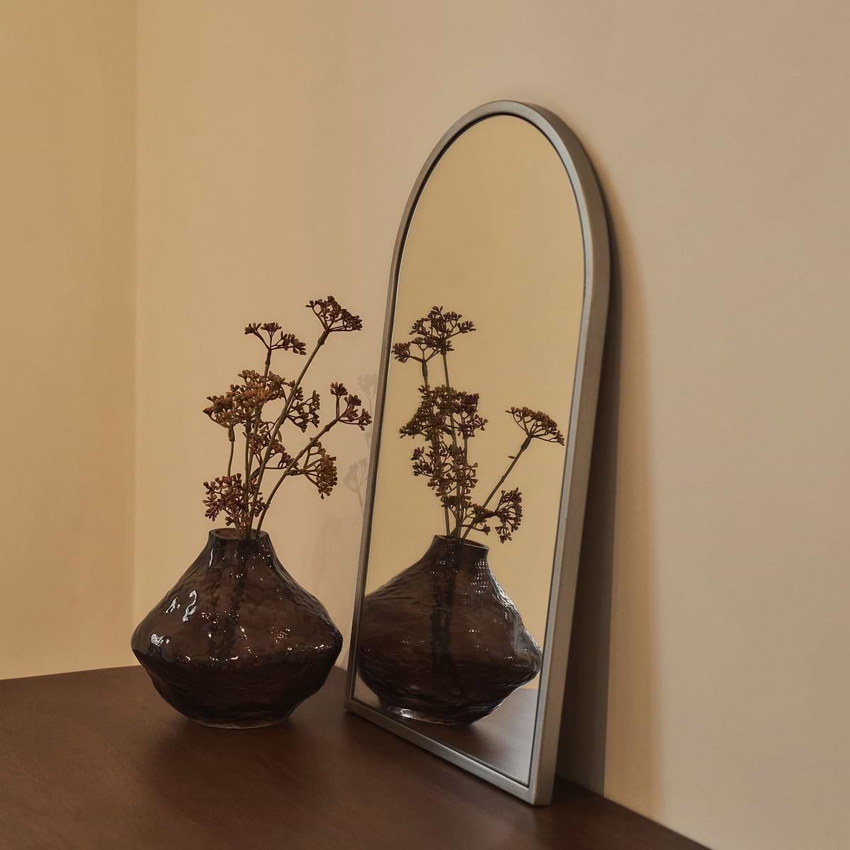 Liberty - Champagne Arched Metal Wall Mirror 50cm x 30cm