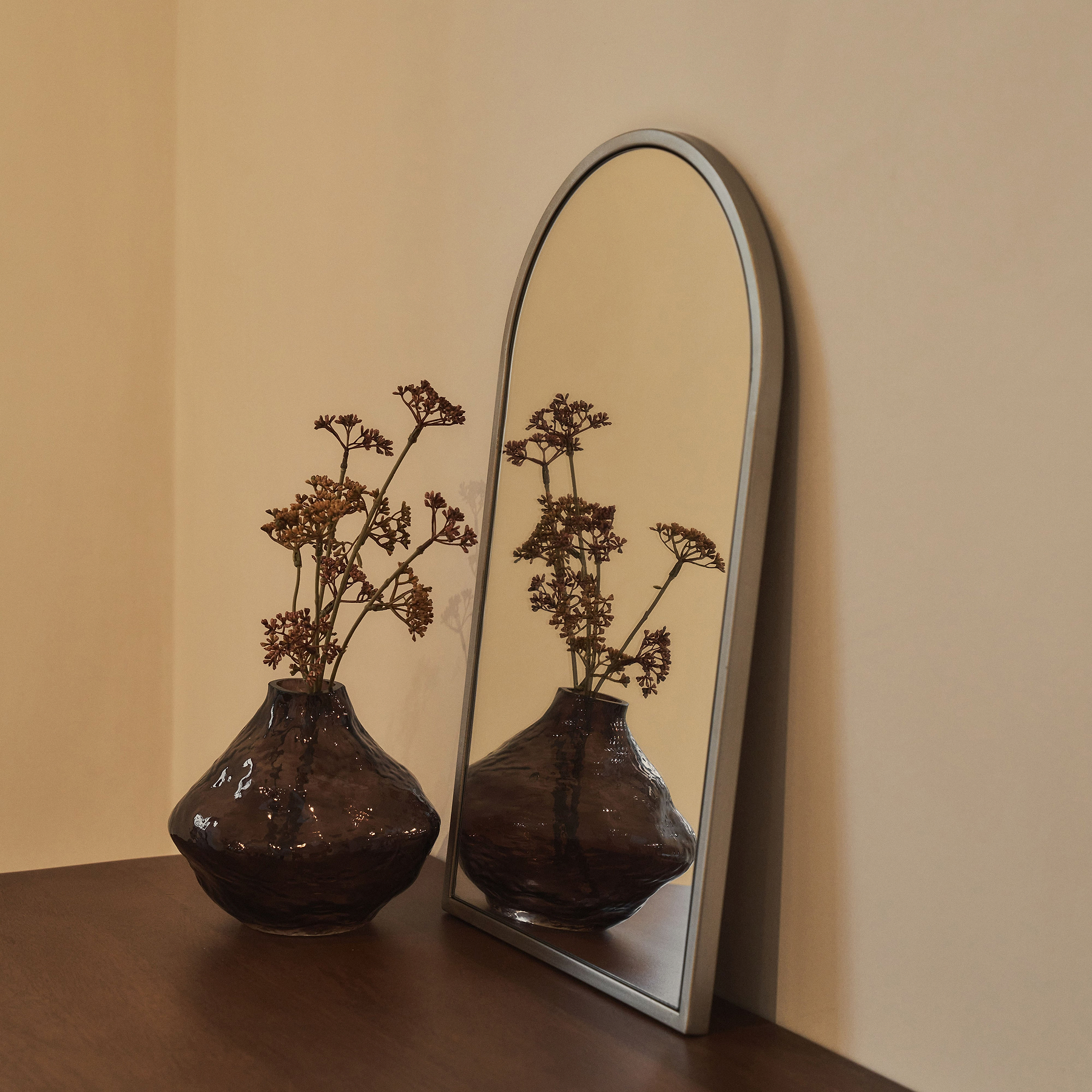 Liberty - Champagne Arched Metal Wall Mirror 50cm x 30cm