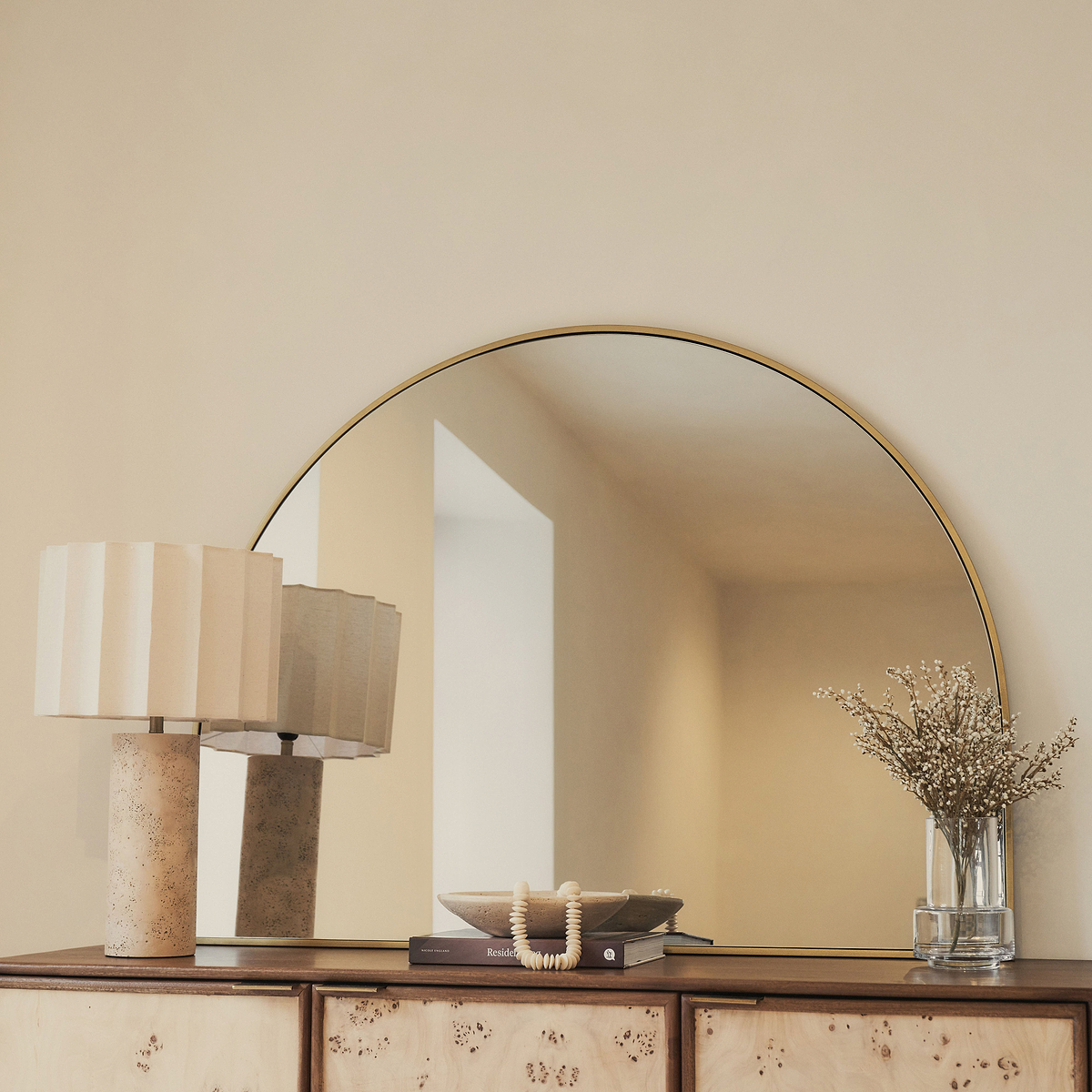 Liberty - Gold Wide Arched Metal Overmantle Mirror 120cm x 90cm