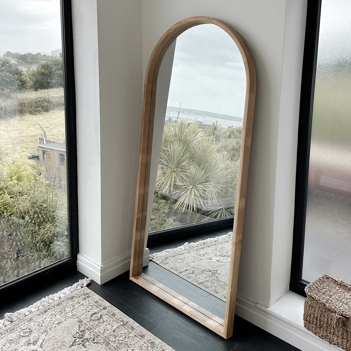 Lilia - Light Wood Organic Full Length Wooden Arched Mirror 170cm x 80cm