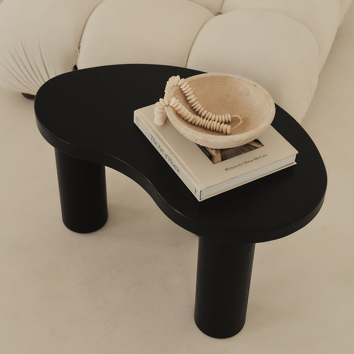 Luca - Black Solid Wood Irregular Coffee Table 70cm x 44cm