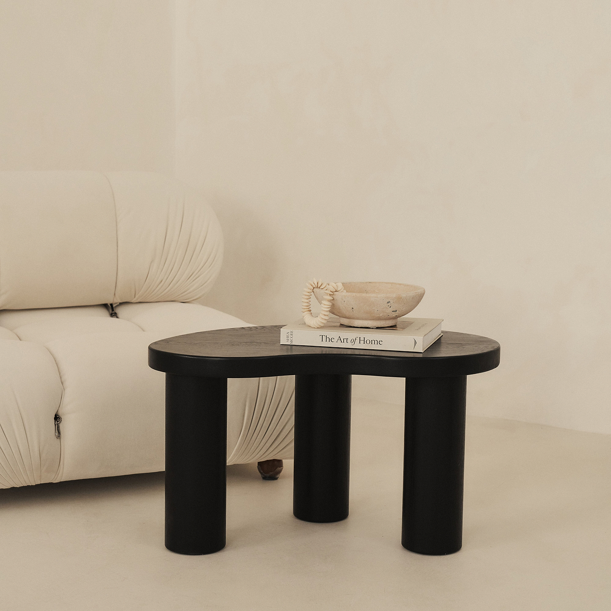 Luca - Black Solid Wood Irregular Coffee Table 70cm x 44cm