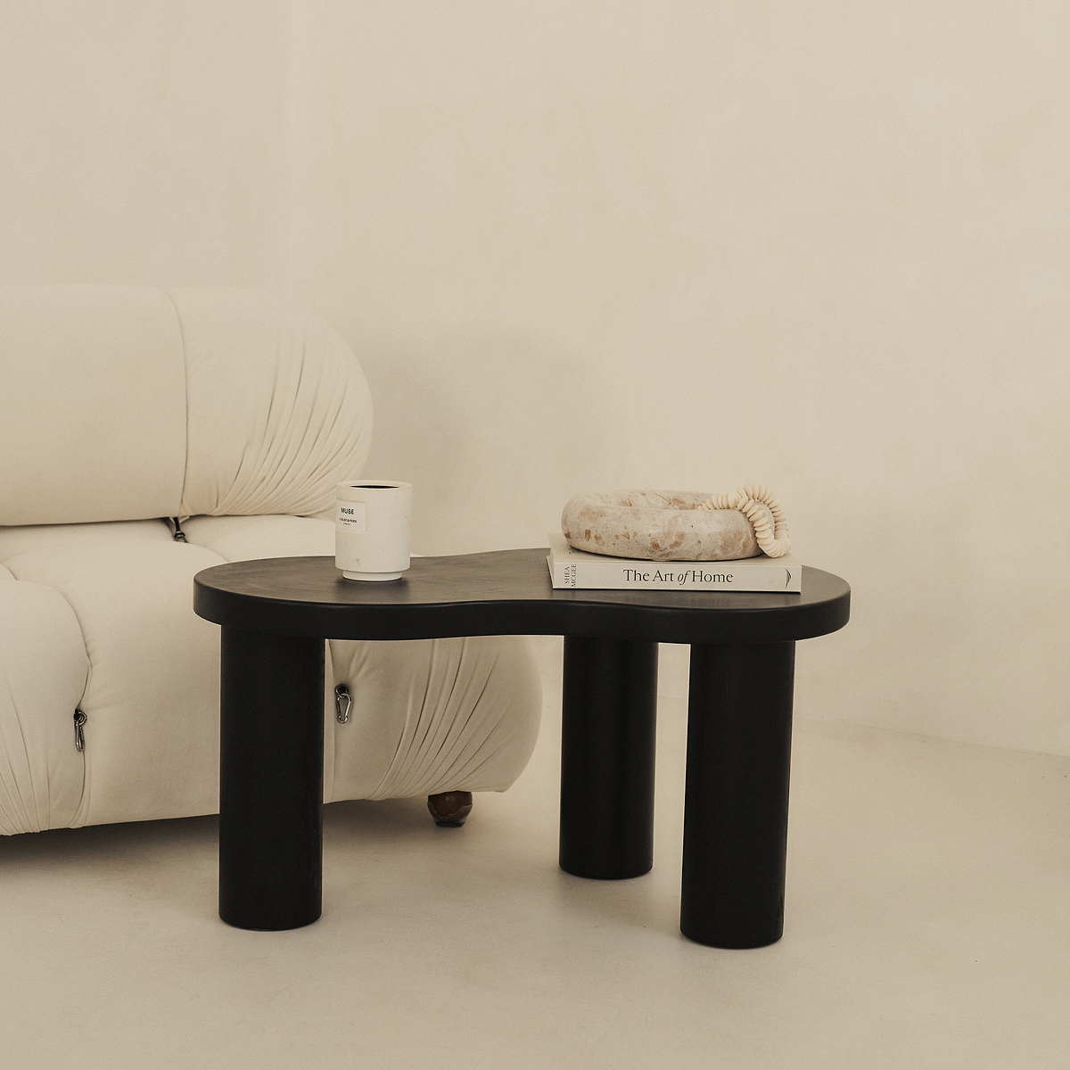 Luca - Black Solid Wood Irregular Coffee Table 75cm x 53cm