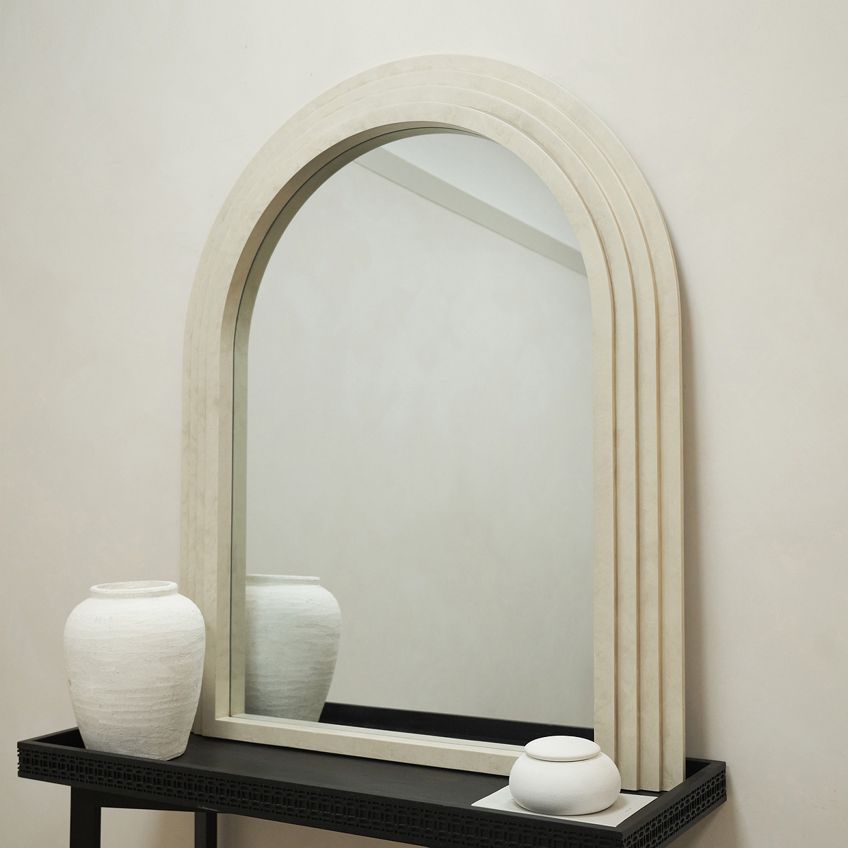 Luciana - Concrete Arched Overmantle Mirror 120cm x 100cm