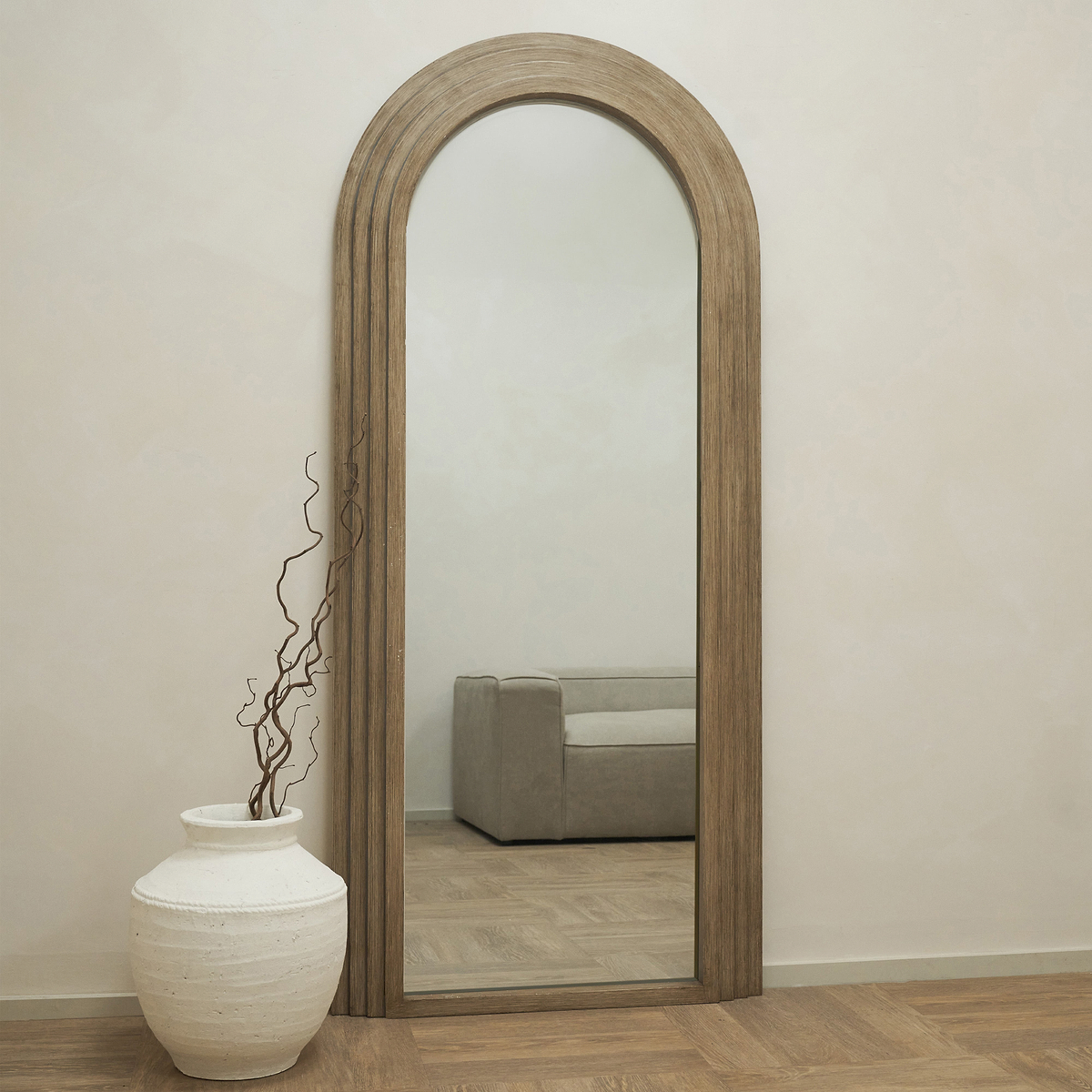 Luciana - Full Length Arched Washed Wood Mirror 180cm x 80cm