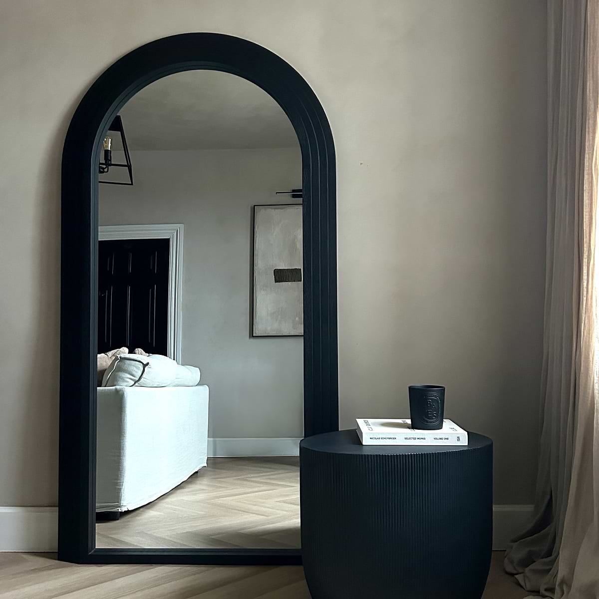 Luciana - Full Length Arched Charred Black Mirror 196cm x 104cm