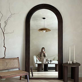 Luciana - Full Length Arched Charred Wood Mirror 196cm x 104cm