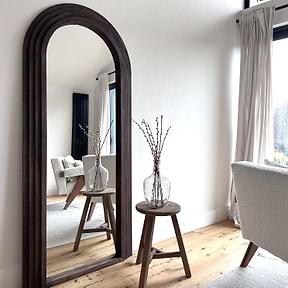 Luciana - Full Length Arched Charred Wood Mirror 180cm x 80cm