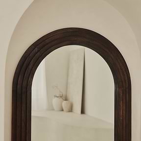 Luciana - Charred Wood Arched Overmantle Mirror 120cm x 90cm