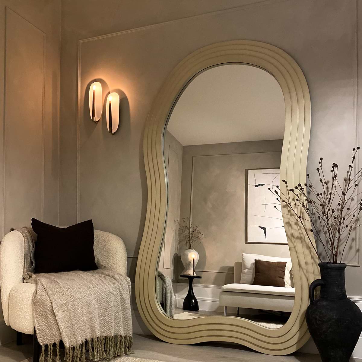 Luciana - Full Length Irregular Concrete Extra Large Mirror 200cm x 115cm