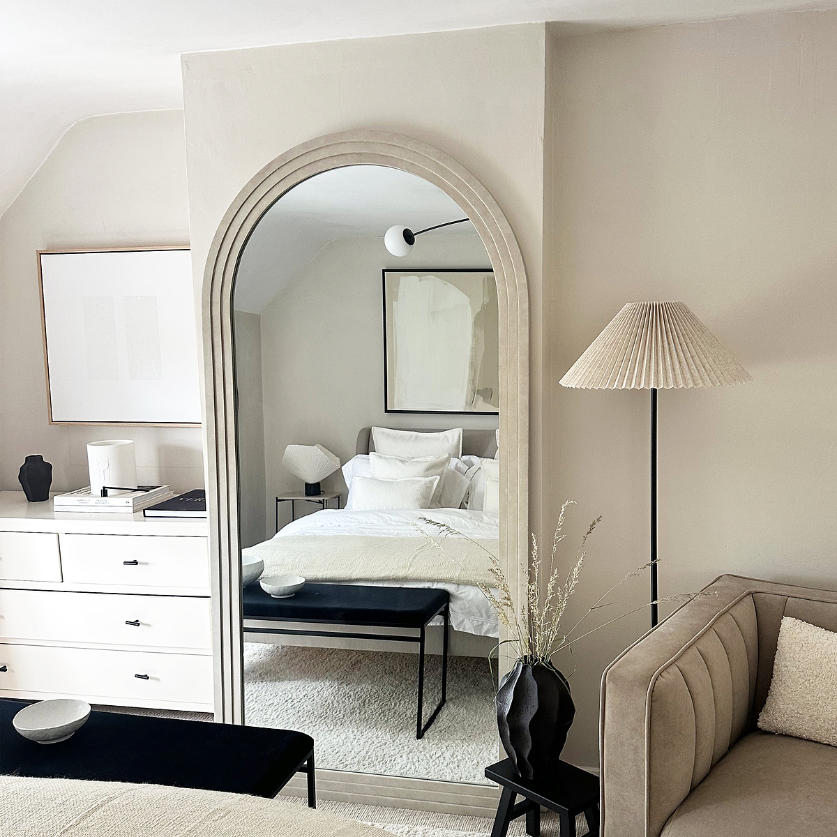 Luciano - Extra Large Full Length Arched Concrete Mirror 200cm x 100cm
