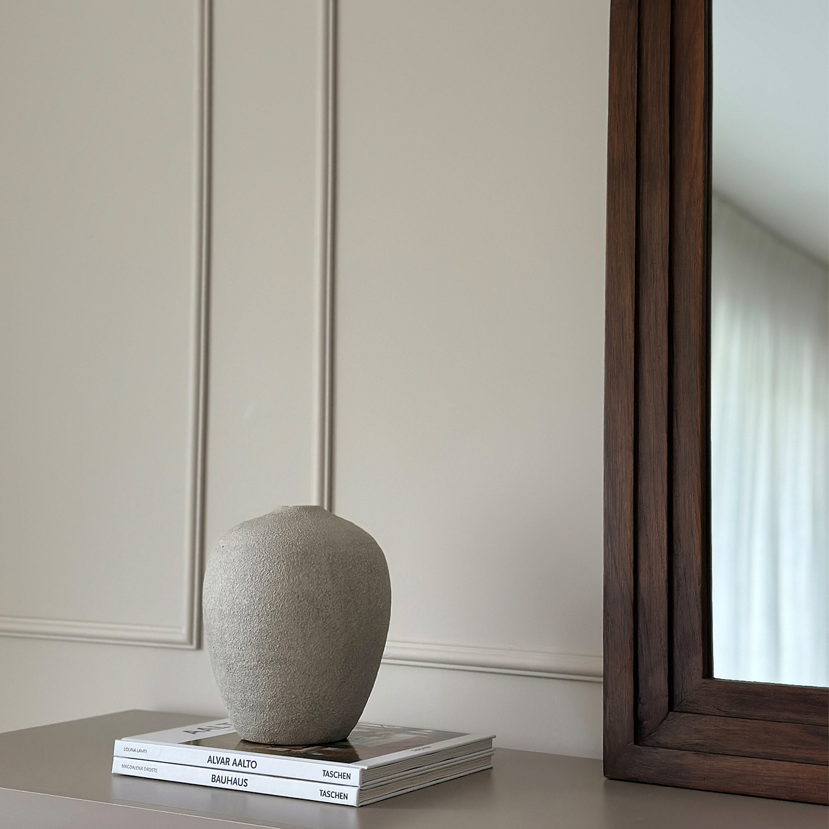 Luciano - Dark Wood Arched Overmantle Mirror 120cm x 100cm