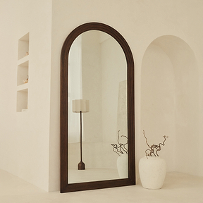 Luciano - Extra Large Full Length Arched Dark Wood Mirror 200cm x 100cm