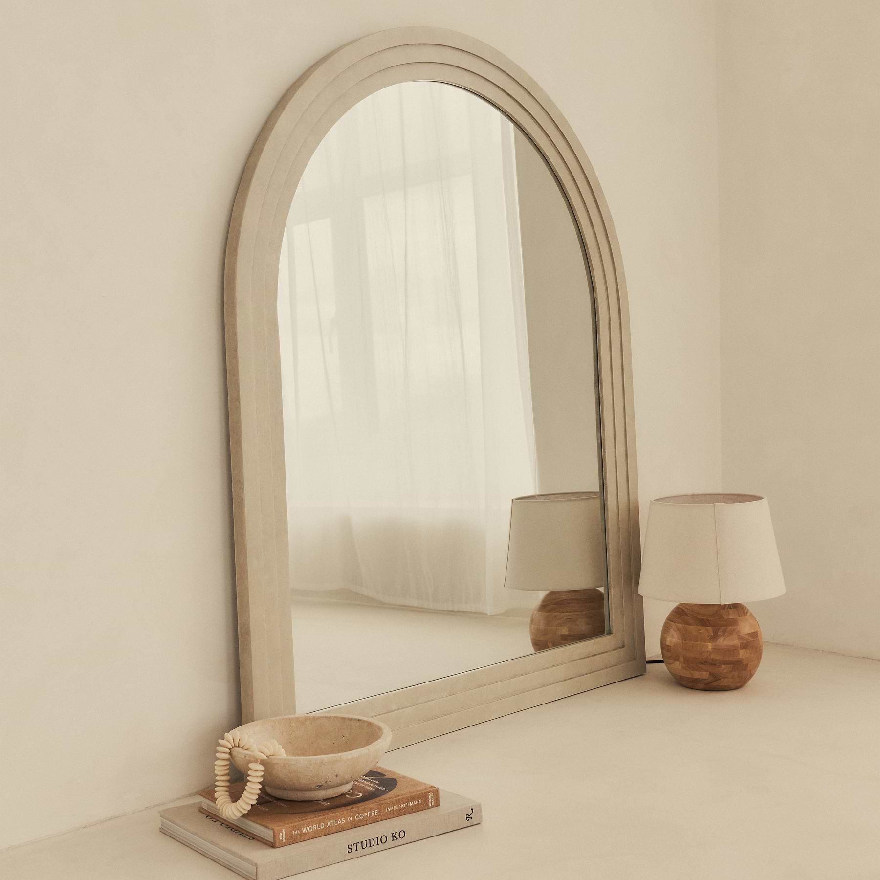 Luciano - Concrete Arched Overmantle Mirror 120cm x 100cm