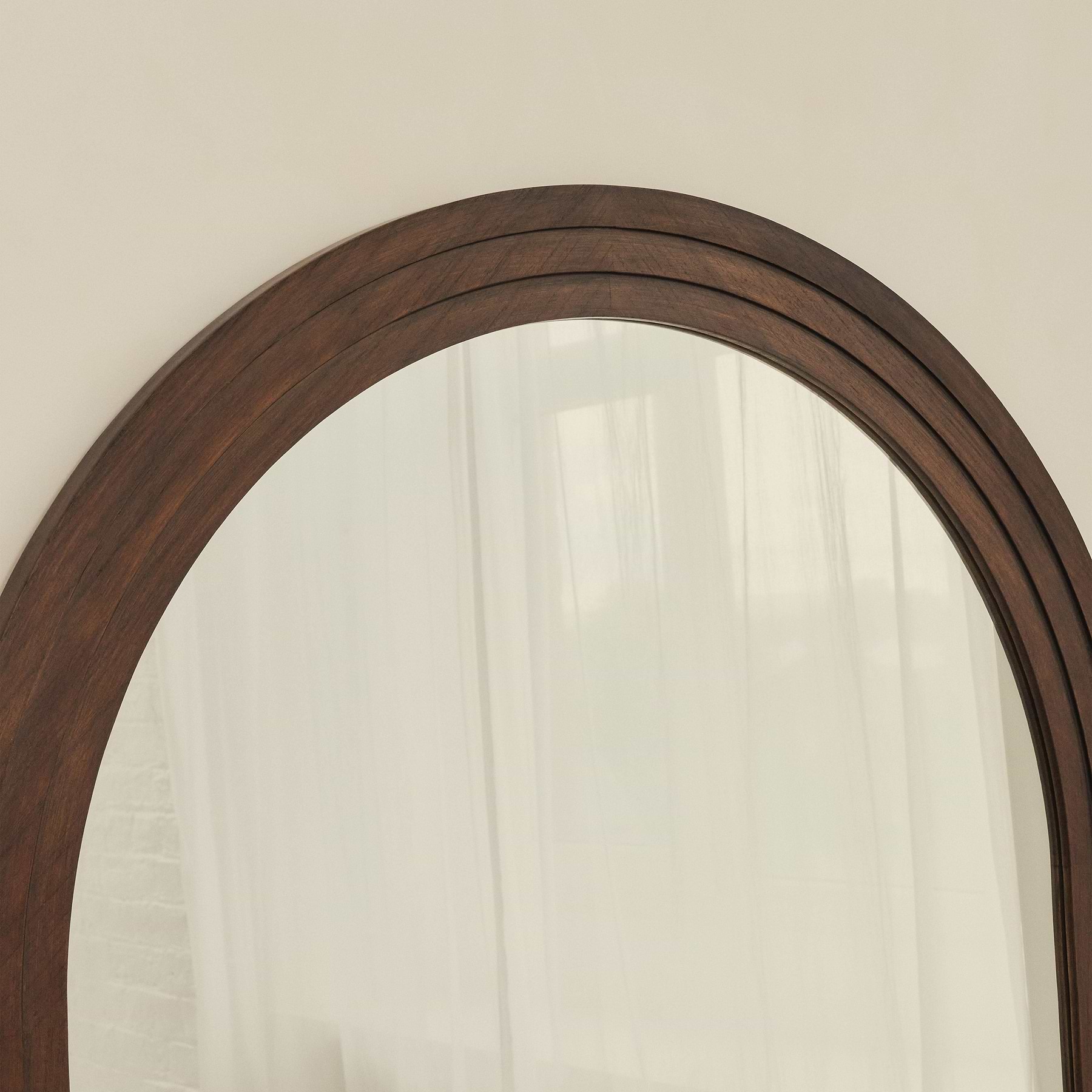 Luciano - Dark Wood Arched Overmantle Mirror 120cm x 100cm