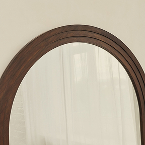 Luciano - Dark Wood Arched Overmantle Mirror 120cm x 100cm