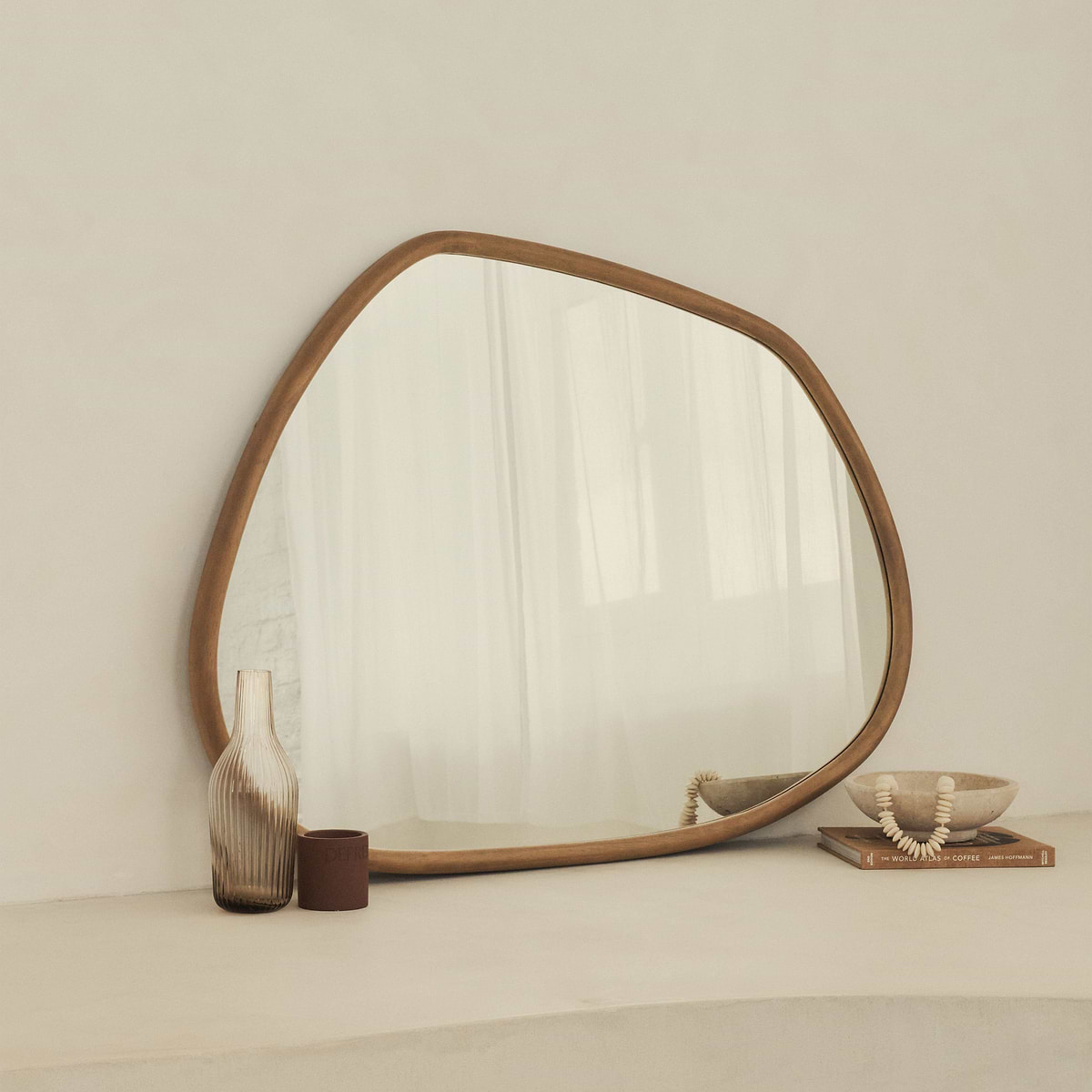 Aaliyah - Warm Wood Irregular Wall Mirror 110cm x 80cm