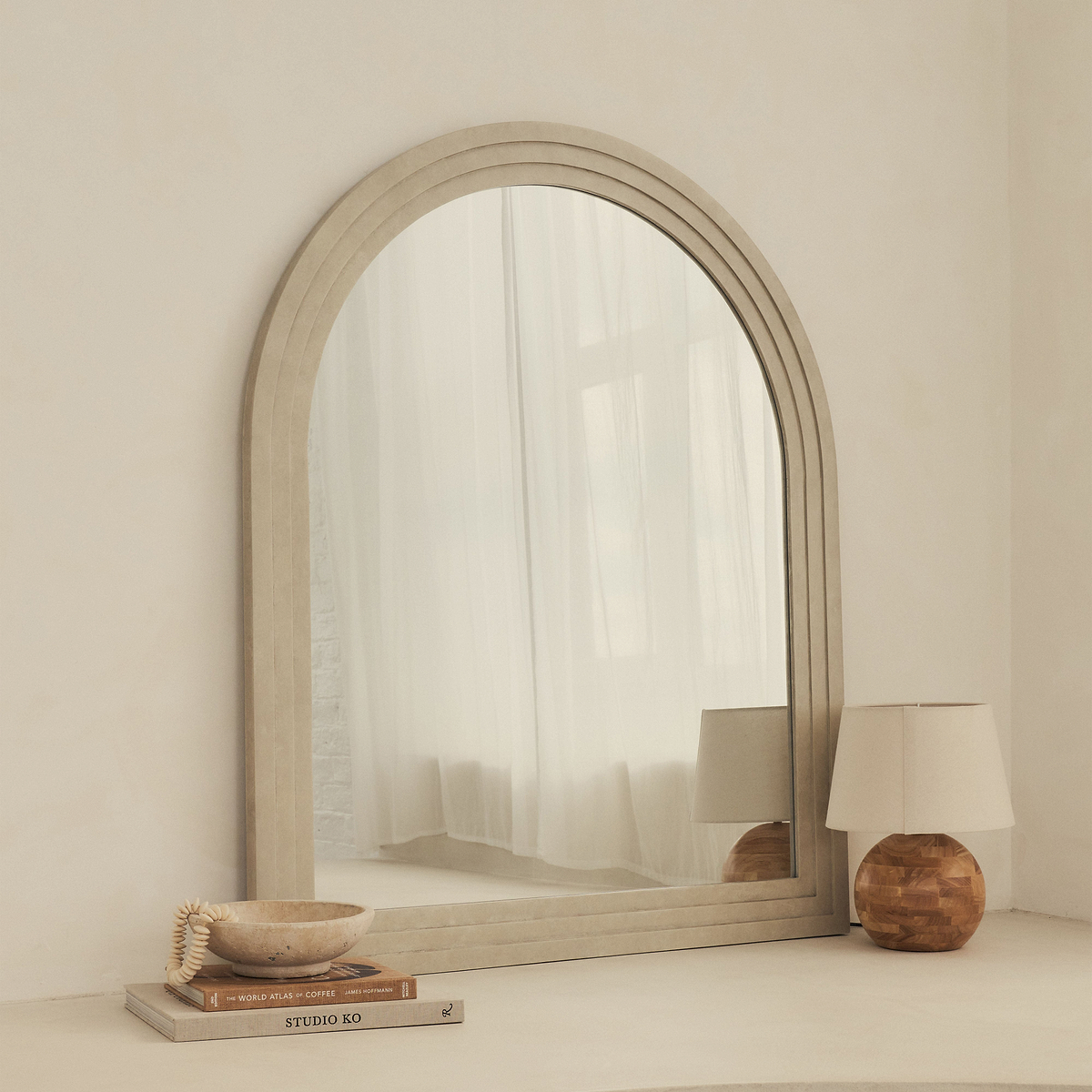 Luciano - Concrete Arched Overmantle Mirror 120cm x 100cm