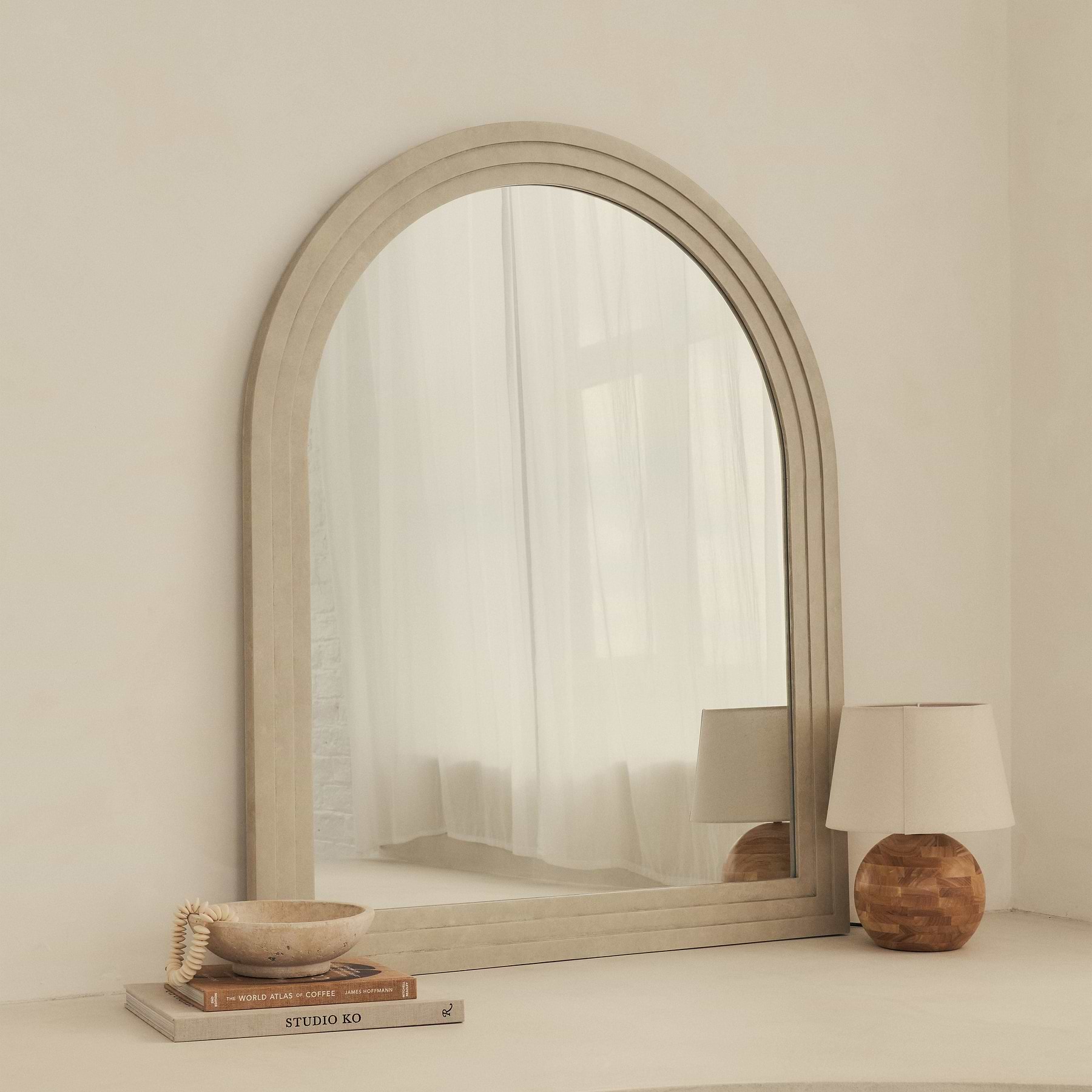 Luciano - Concrete Arched Overmantle Mirror 120cm x 100cm