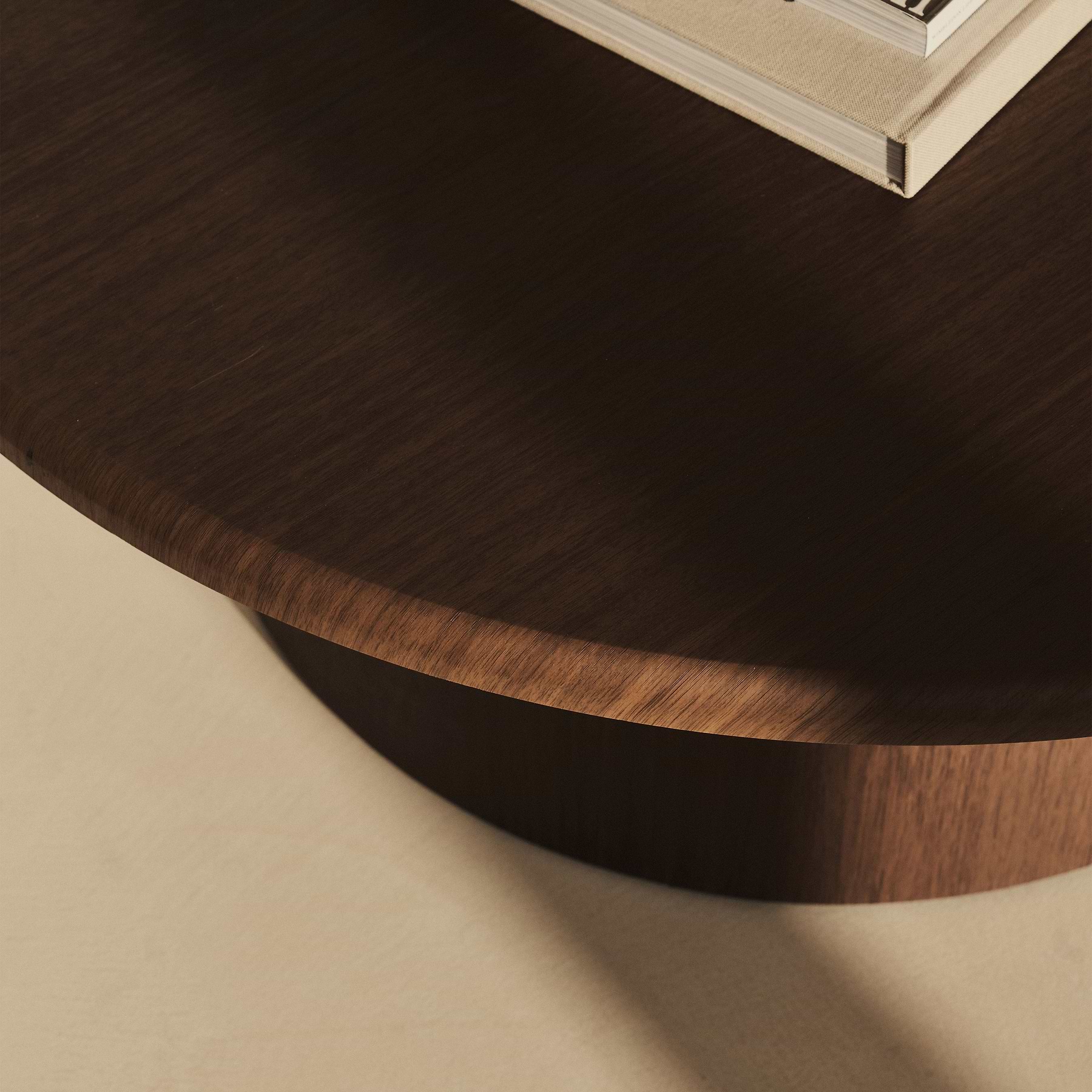 Large Dark Wood Round Wooden Coffee Table - Madison