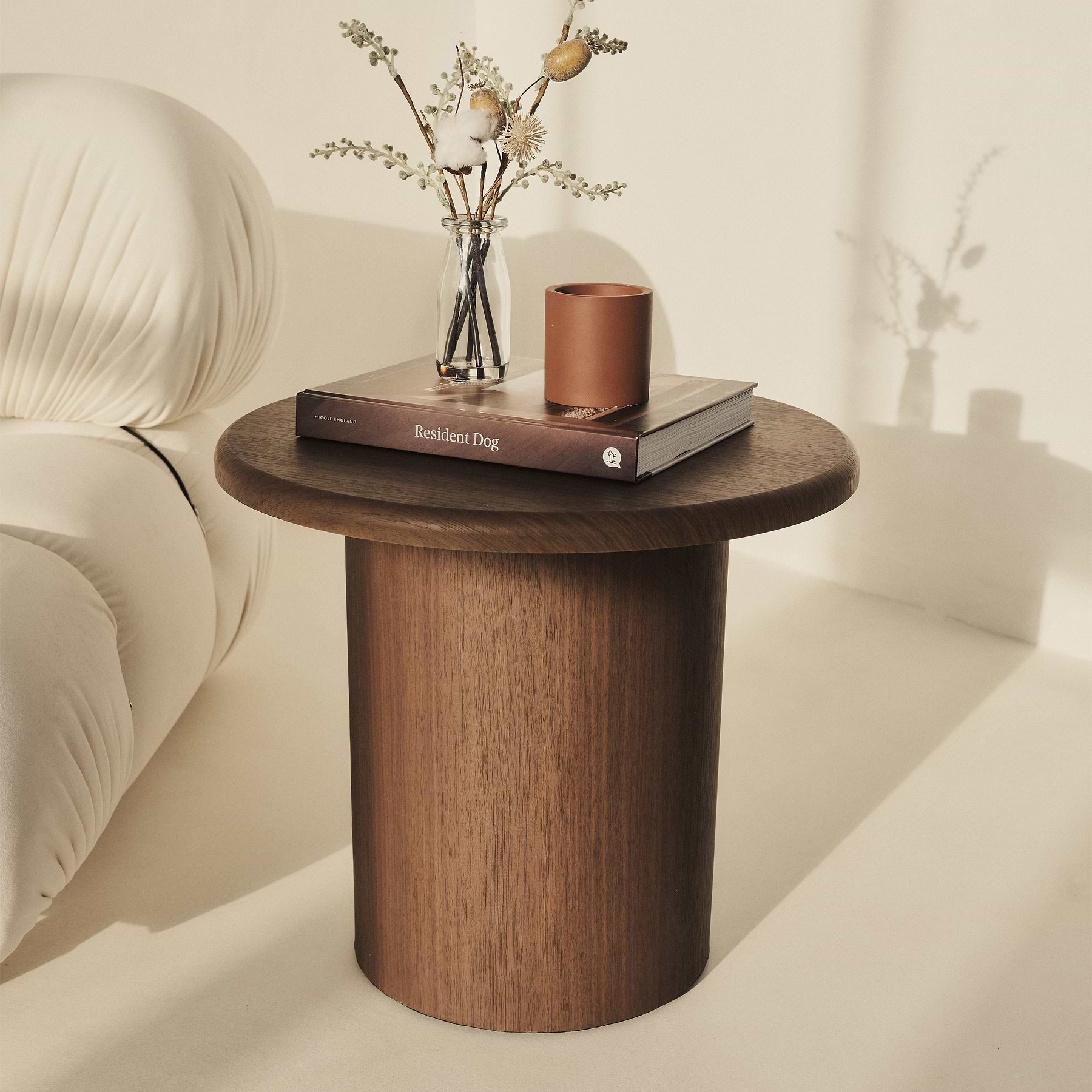 Dark Wood Round Wooden Side Table Madison - Main Image
