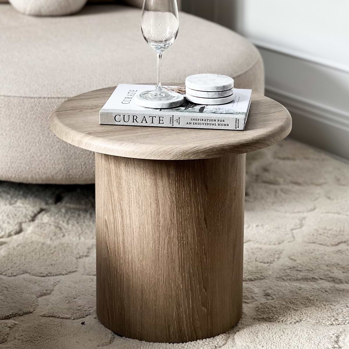 Madison - Washed Wood Round Wooden Side Table