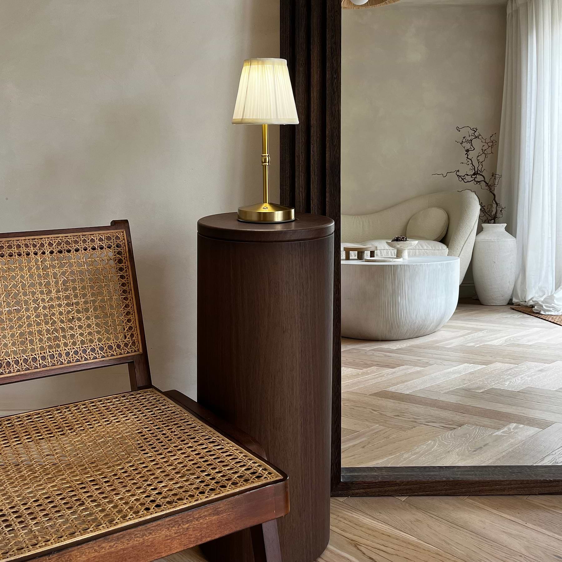 Madison - Dark Wood Round Wooden Minimal Plinth