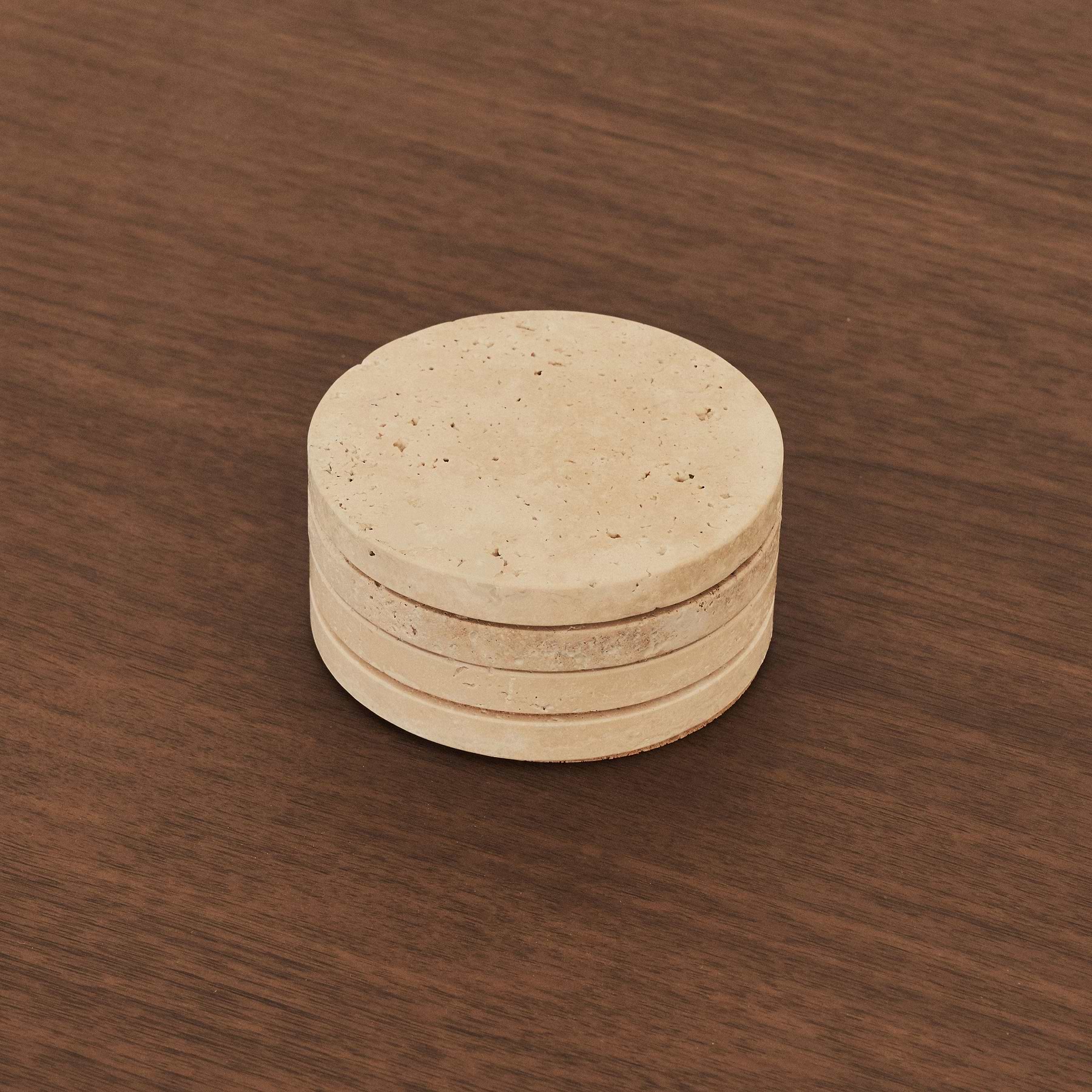 Marbelle - Cream Travertine Coasters Set of 4 Round
